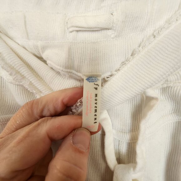 Free People FP Movement White High-Waisted Drawstring Shorts With Frayed Hem Wom - Picture 3 of 3
